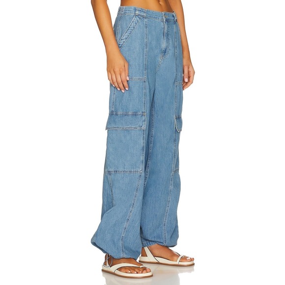 Johnathan Simkhai Standard Calista blue denim cargo jean pants sz. XS. $395 - Picture 5 of 11